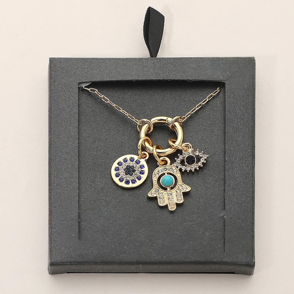 14K gold dipped charm necklace-Eloise