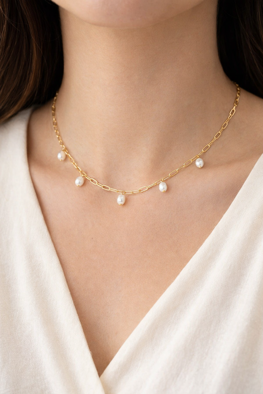 Paper chain Pearl necklace-Mary