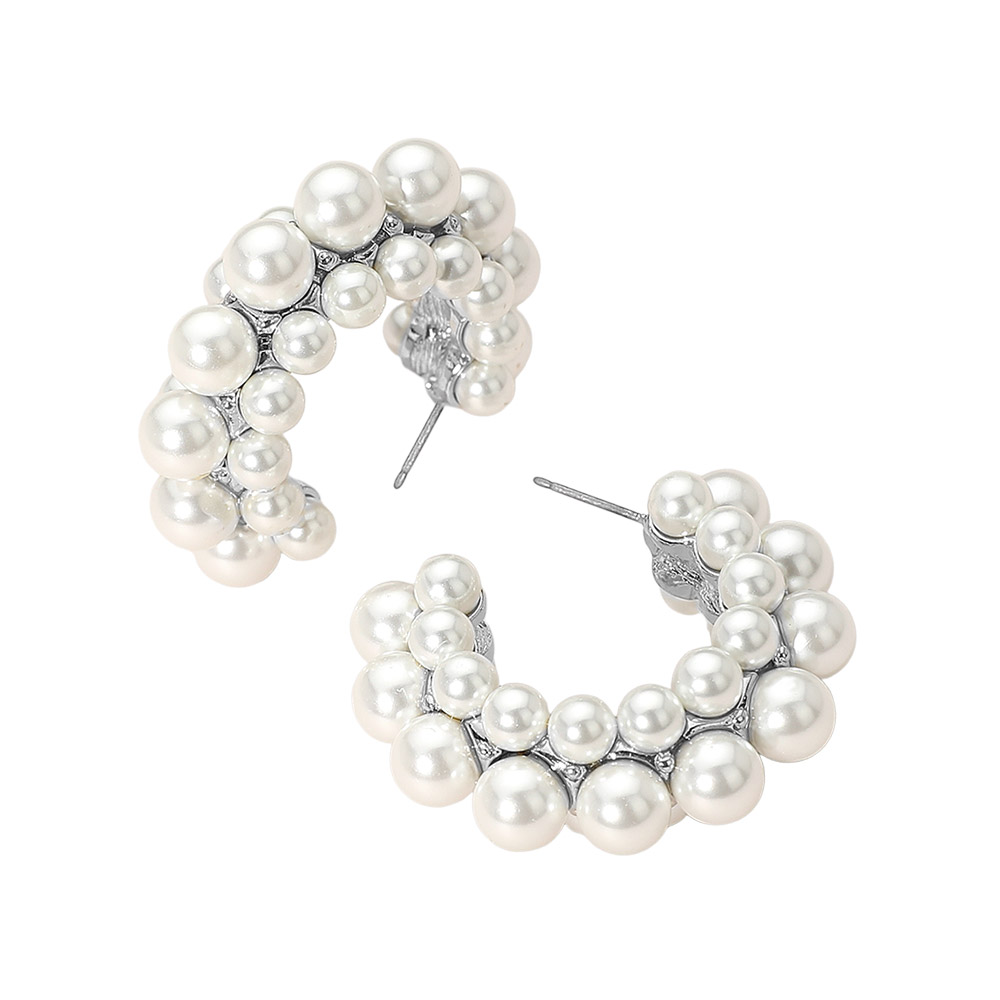 Pearl cluster hoops