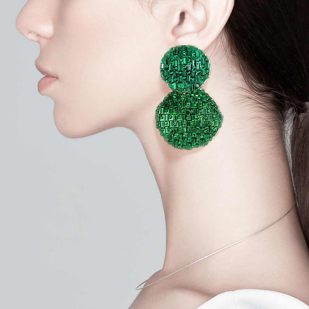 Emerald Statement Earrings-Luane