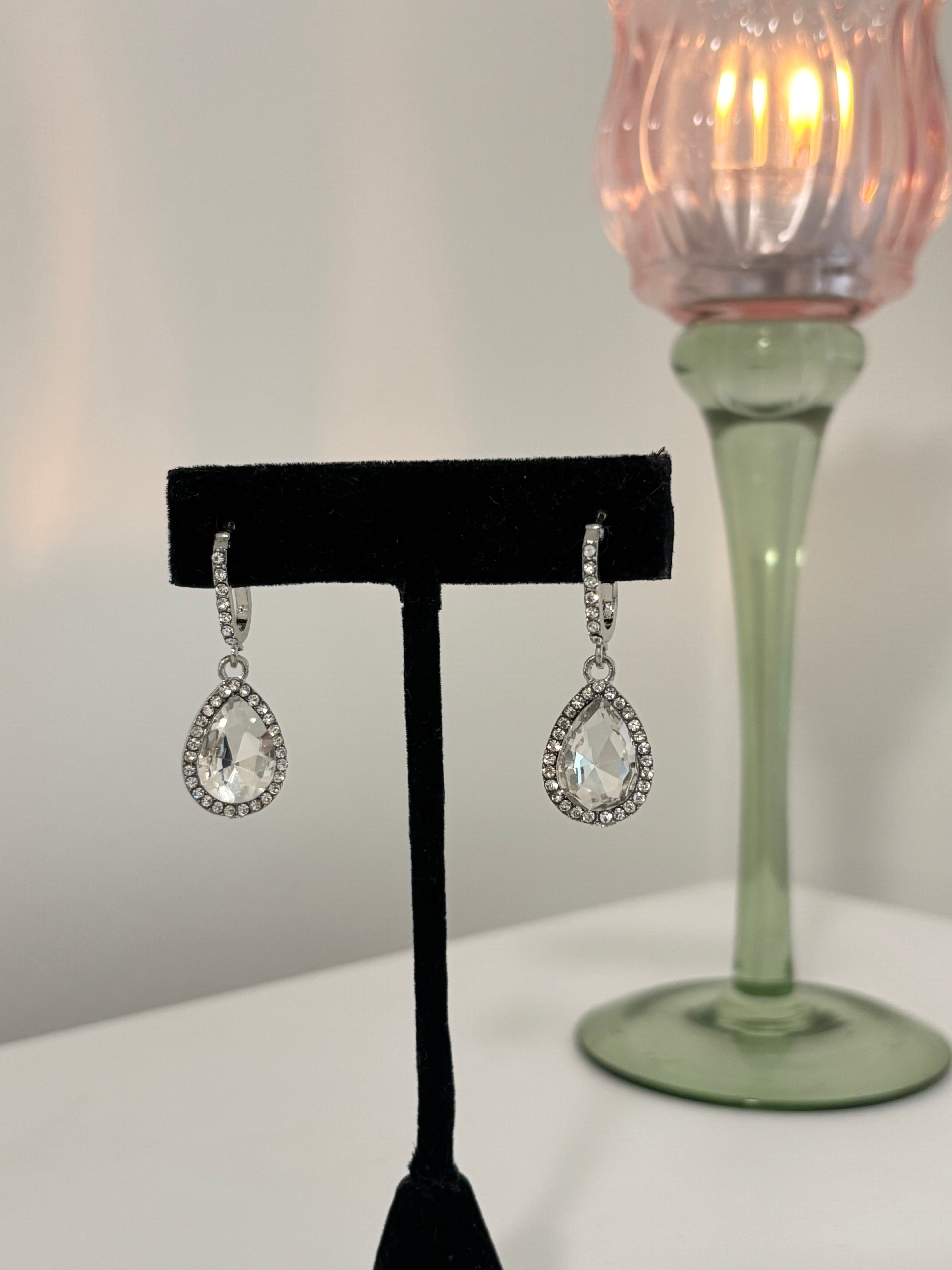 Teardrop crystal earrings- Jodi