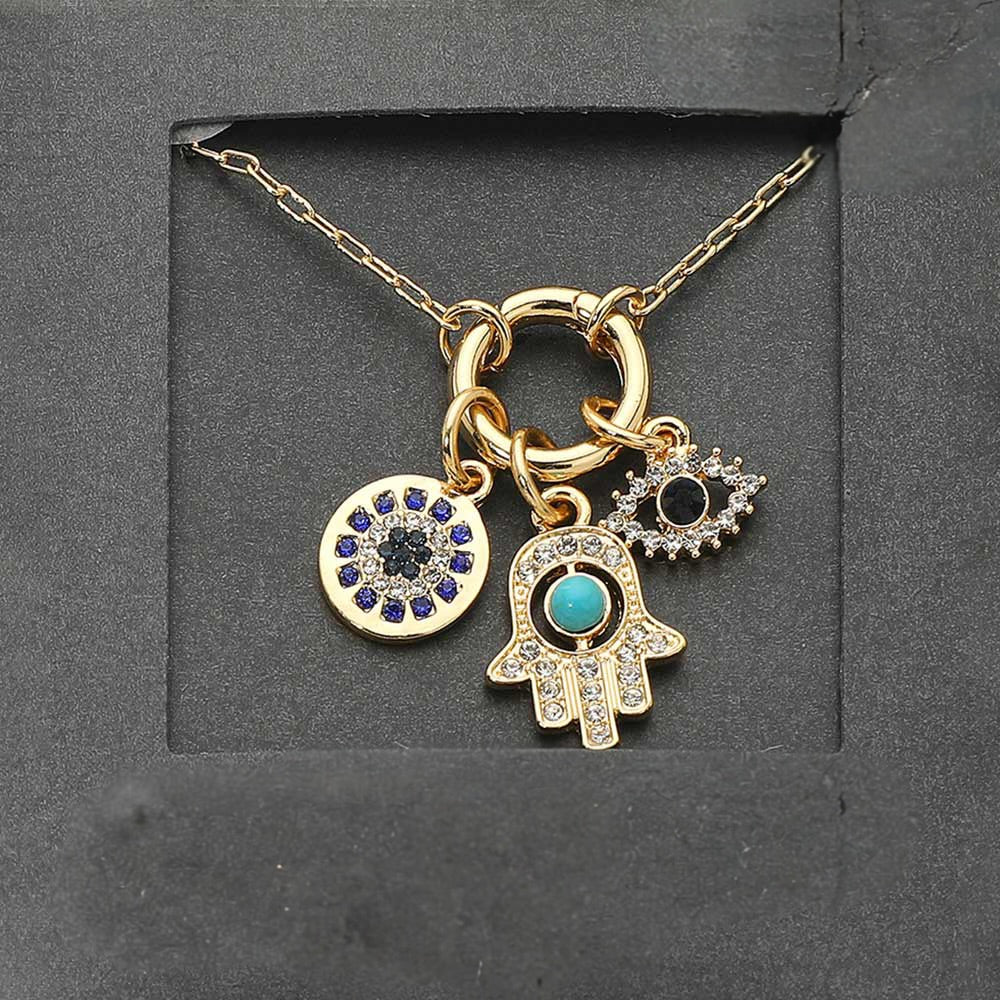 14K gold dipped charm necklace-Eloise