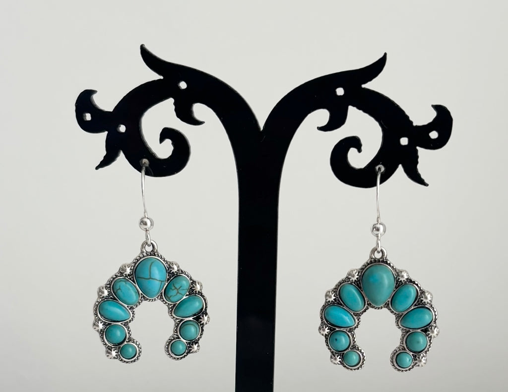 Semi precious turquoise earrings-Lainey