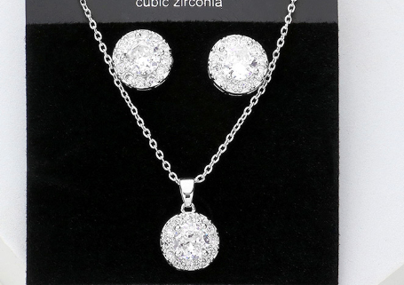 Solitaire necklace and earrings set-Tahira