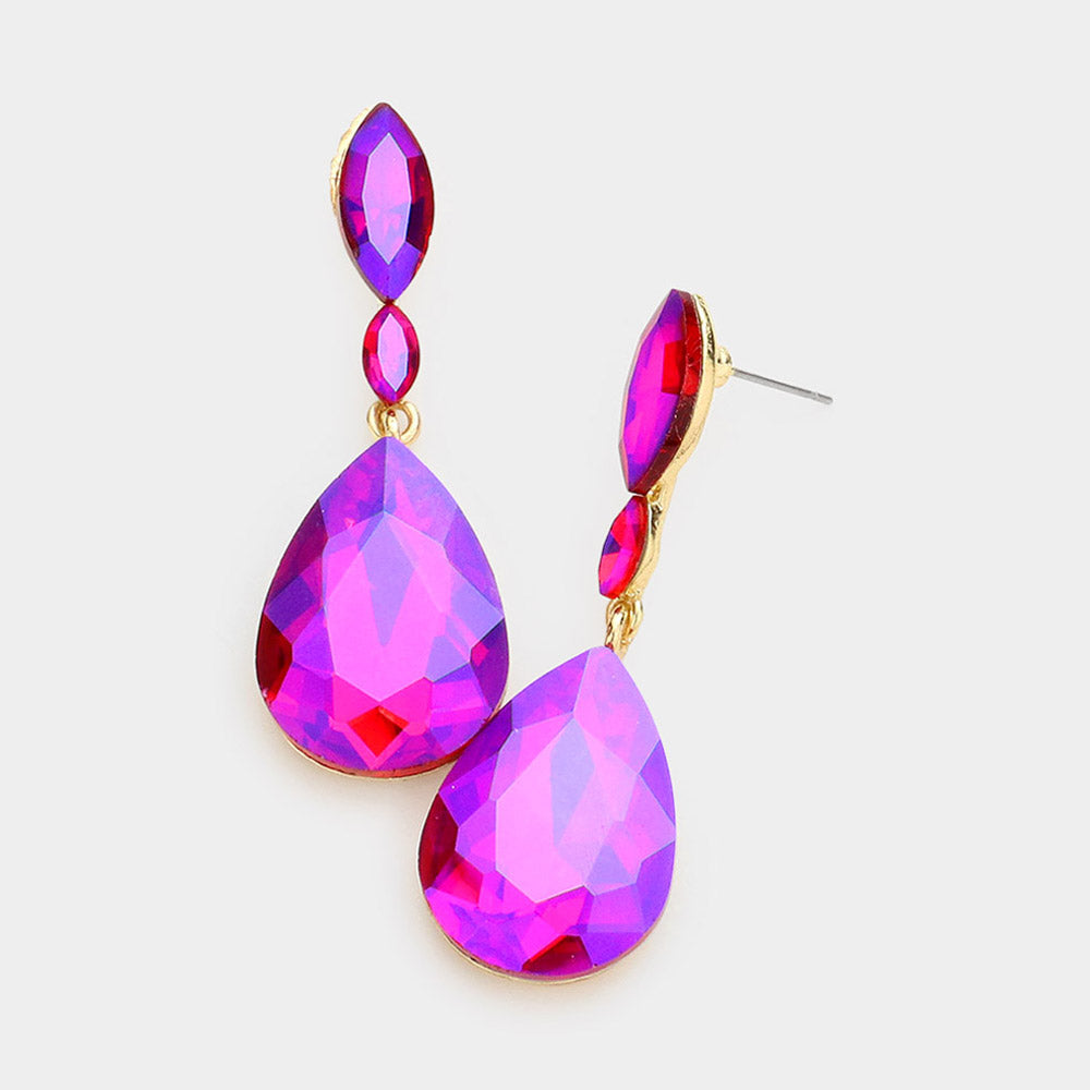 Marquise pink AB earrings