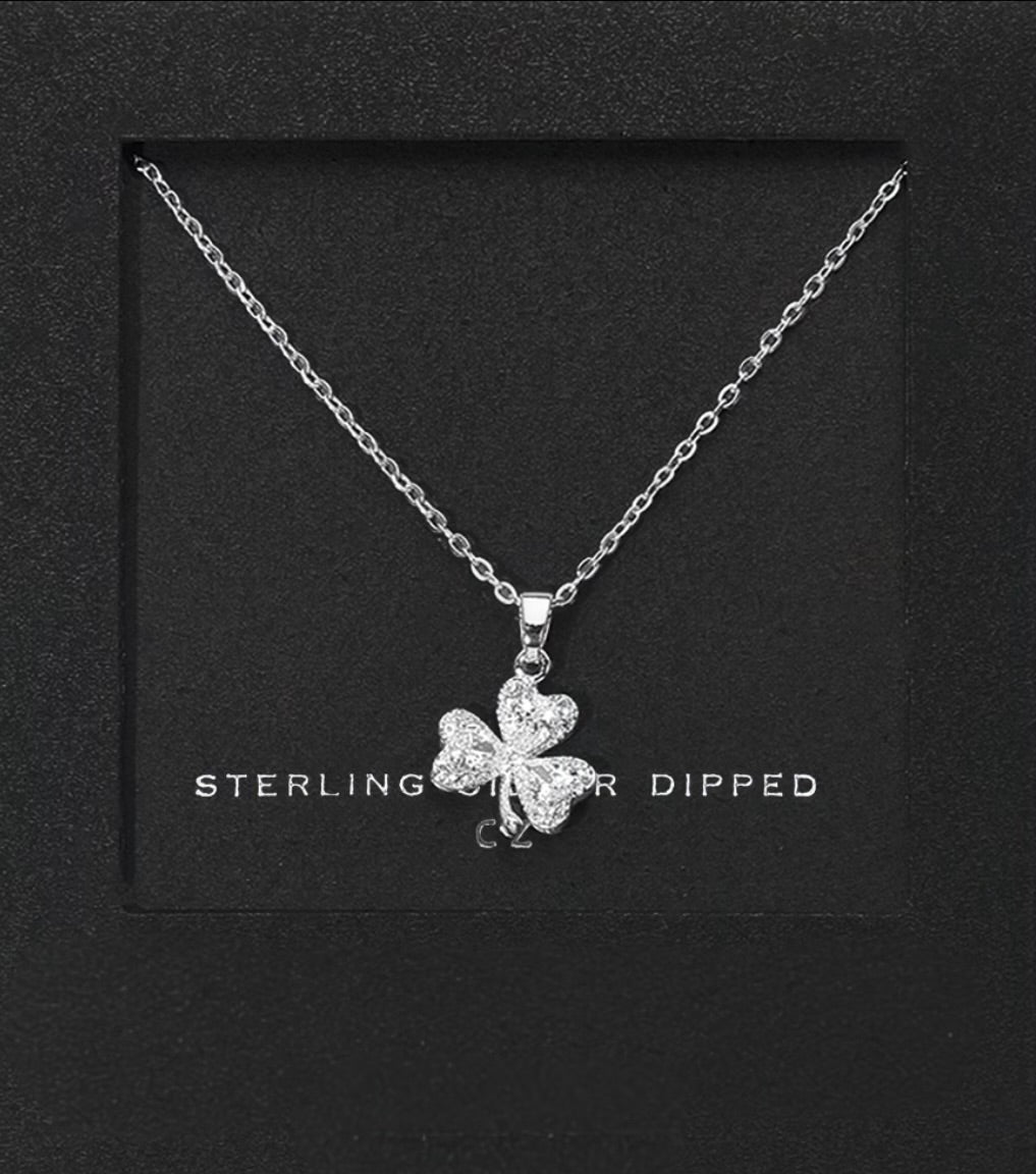 Sterling Silver Dipped shamrock Necklace