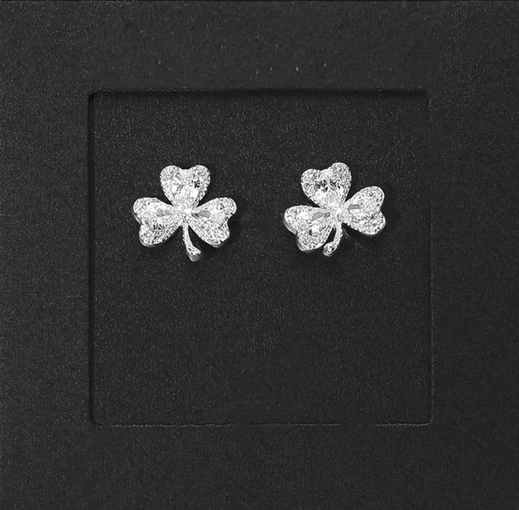Sterling silver dipped shamrock earrings