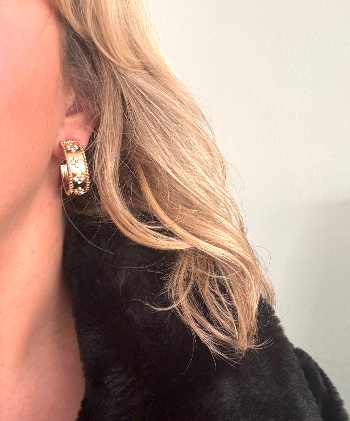 Gold crystal hoops- Olivia
