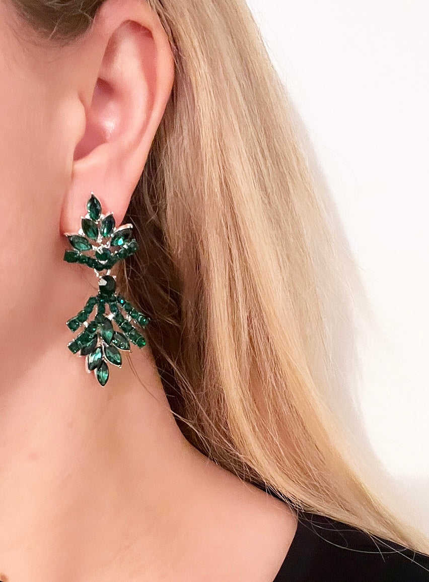 Emerald statement earrings-Treasa