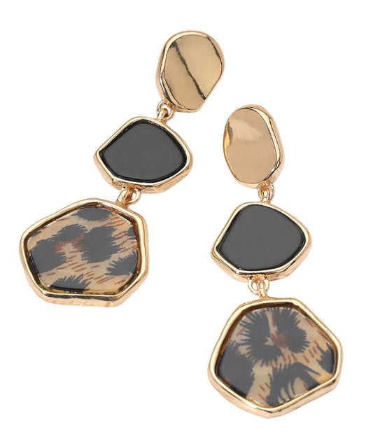Geometric animal print earrings