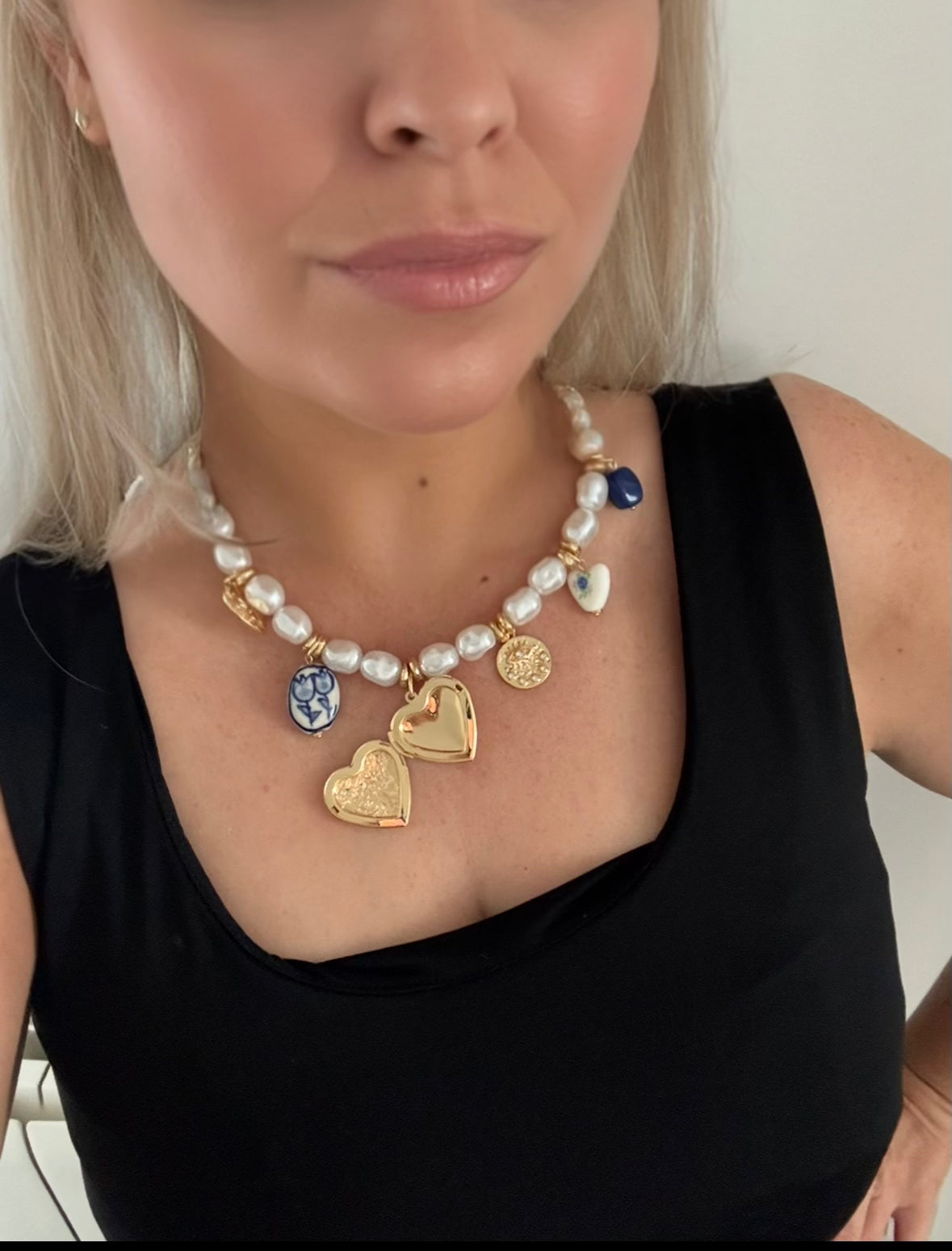 Cape cod necklace on model 