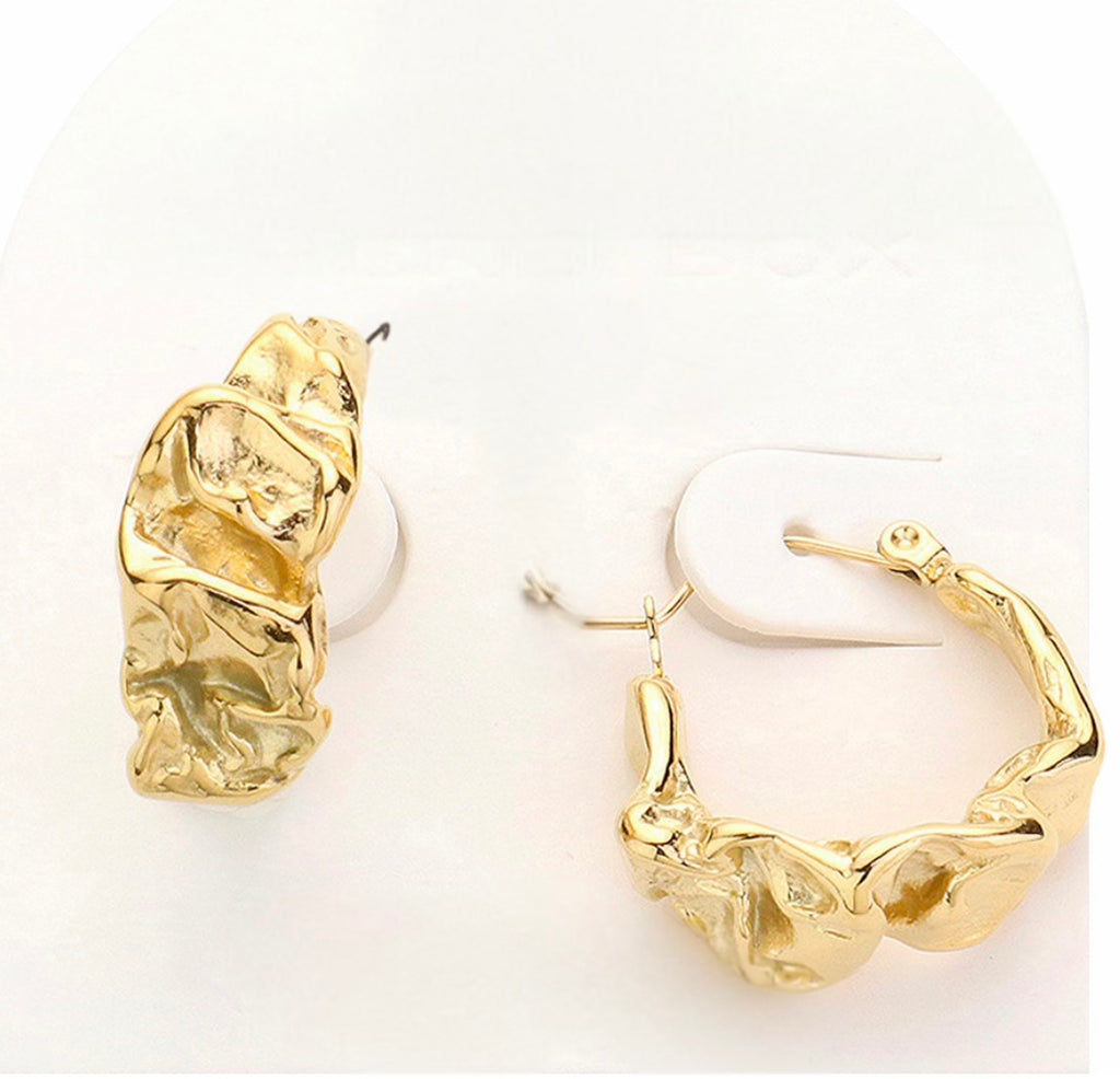 Textured gold hoops-Aurielle