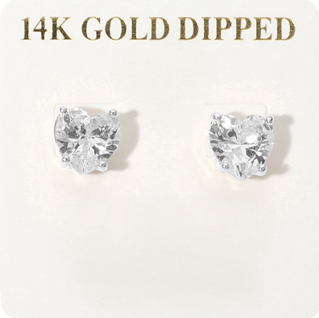 14K heart stud earrings