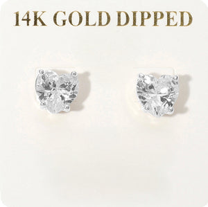 14K heart stud earrings