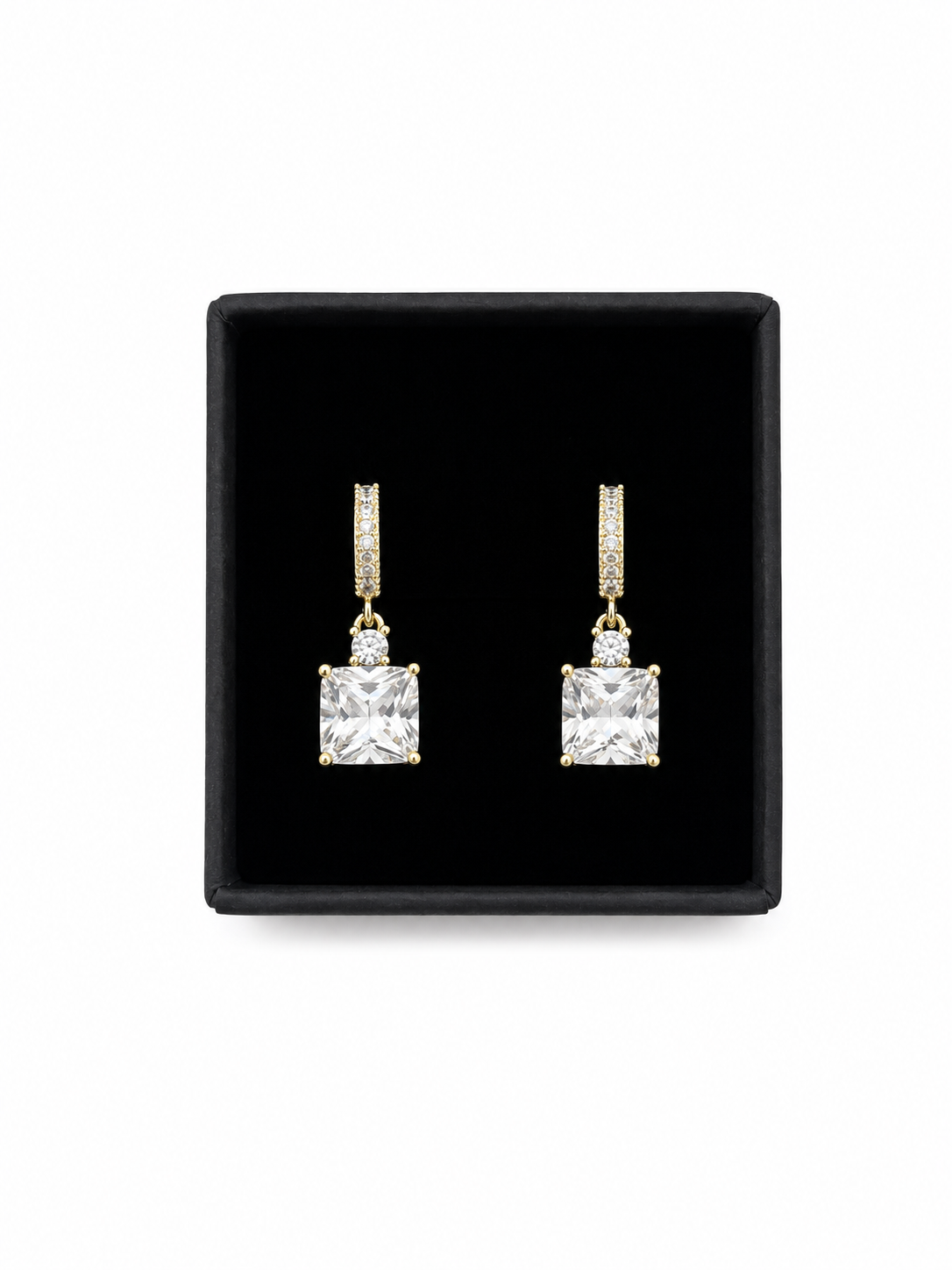 Gold Dipped Crystal Drop Huggie Earrings