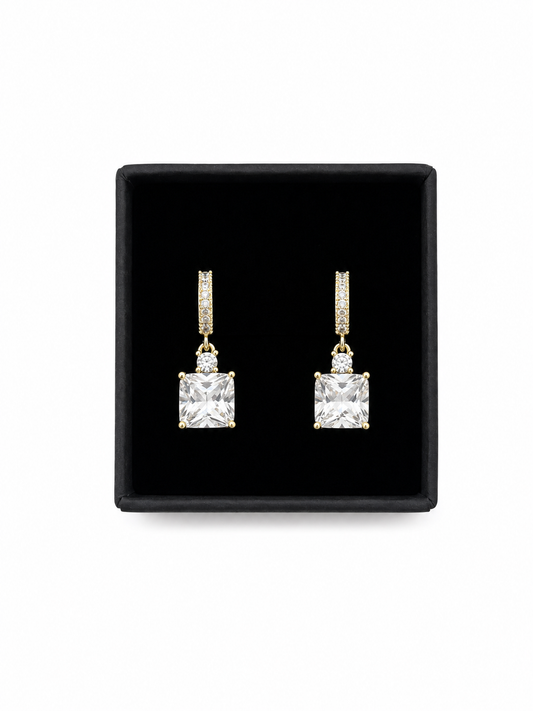 Gold Dipped Crystal Drop Huggie Earrings