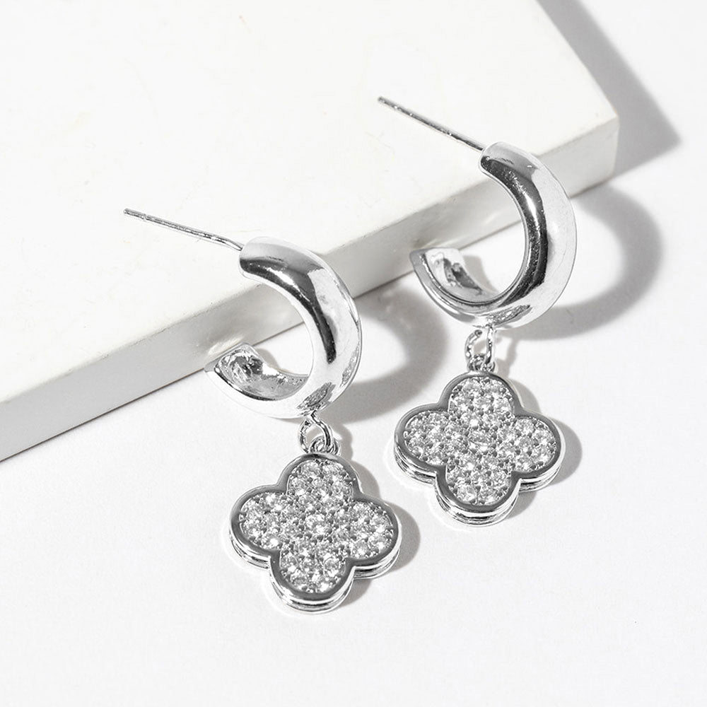 White gold dipped clover earrings