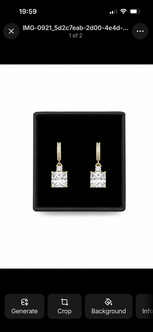 Gold Dipped Crystal Drop Huggie Earrings