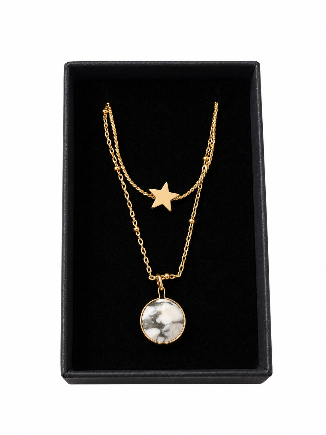 Howlite & Star Layered Necklace-Lisa