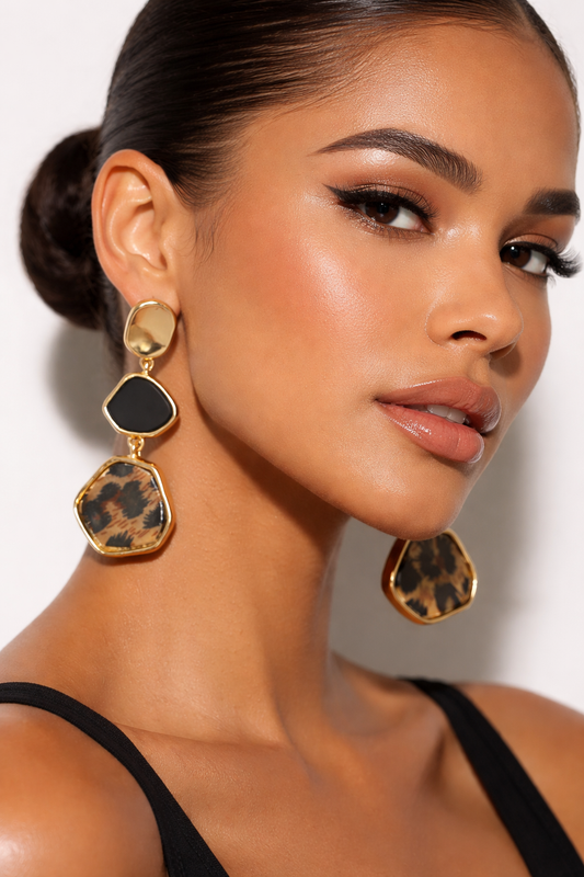 Geometric animal print earrings