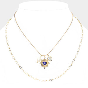 Pearl Evil Eye Necklace-Mayra