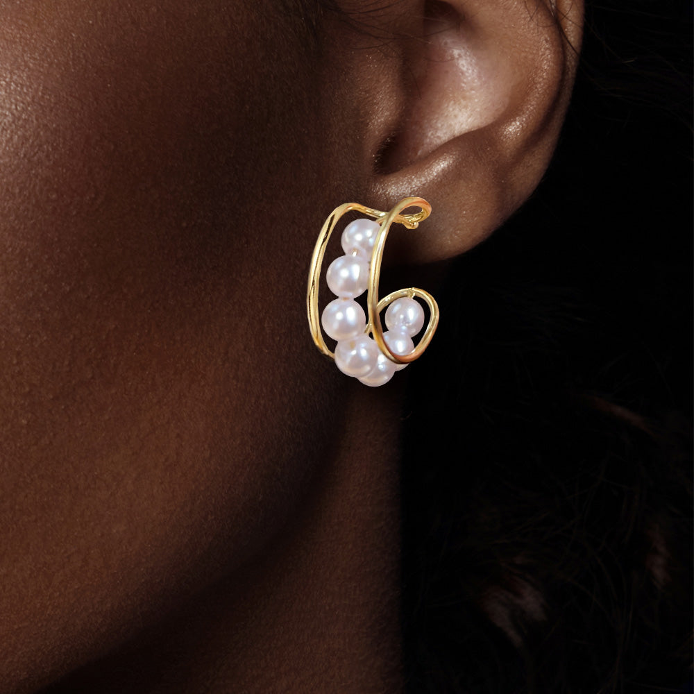 Pearl Hoop Earrings-Moyà