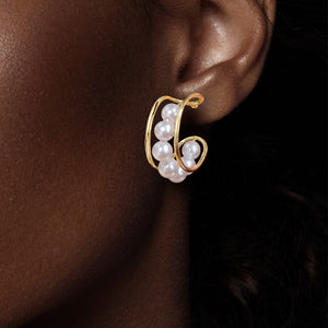Pearl Hoop Earrings-Moyà