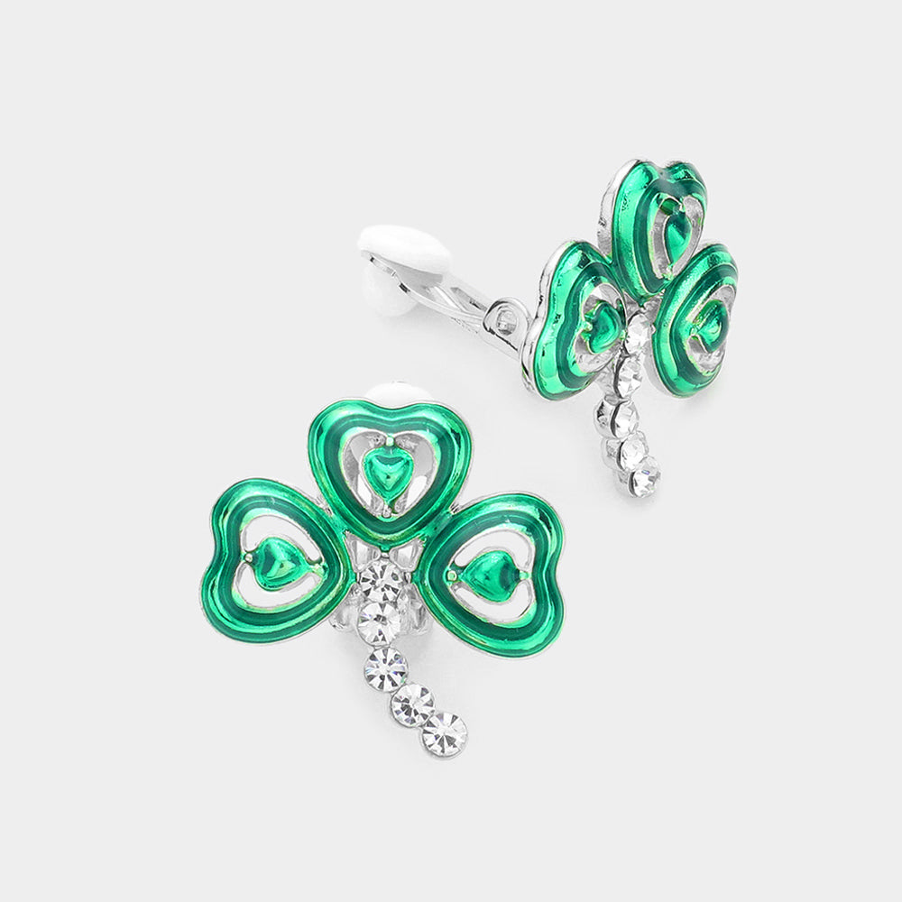 Crystal stem Shamrock earrings
