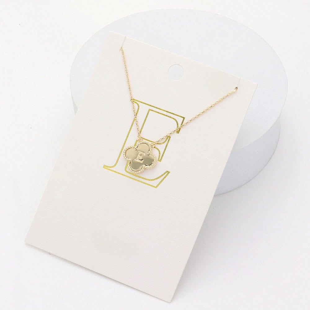 Letter E clover necklace