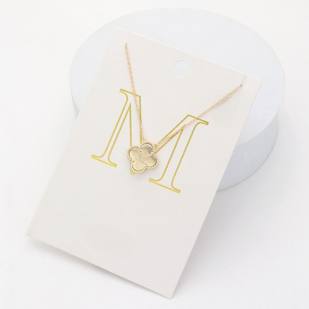 Letter M clover necklace