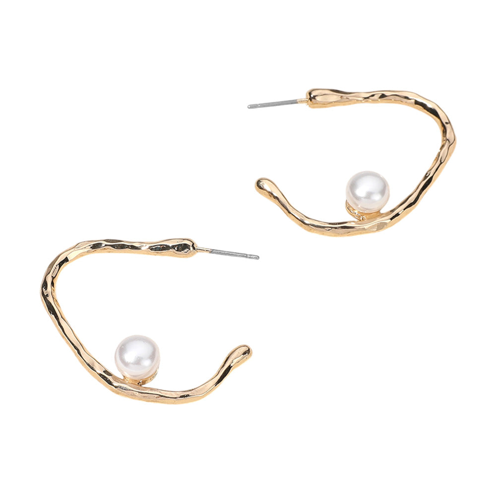 14K Gold Dipped Pearl Hoop Earrings