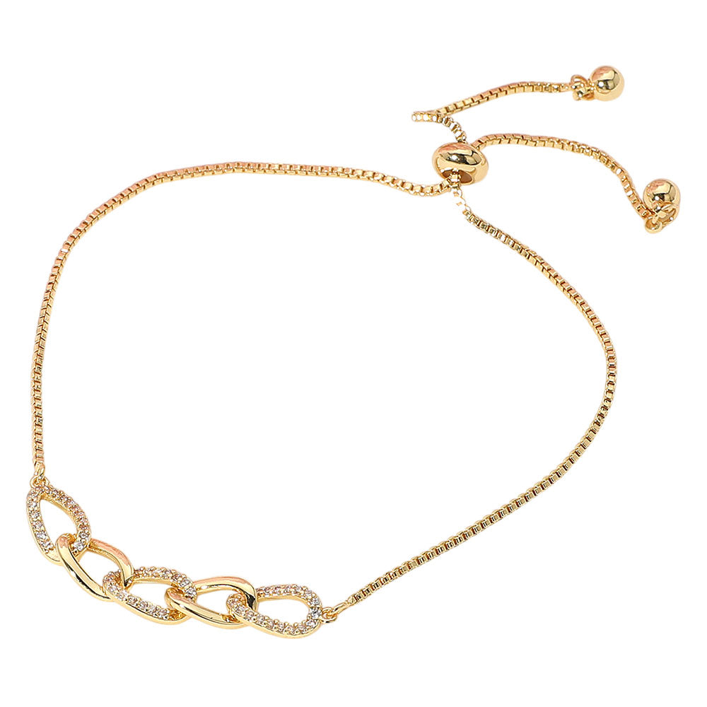 18K Gold Dipped Stone Adjustable Bracelet