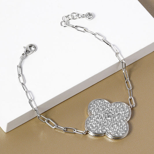 White gold Eternal Clover Chain Bracelet