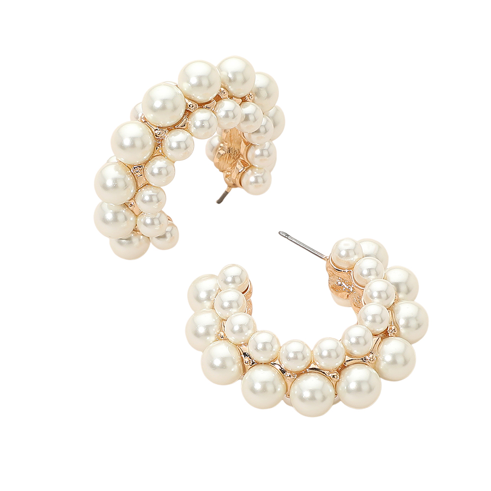 Pearl gold dipped hoop earrings-Jenny