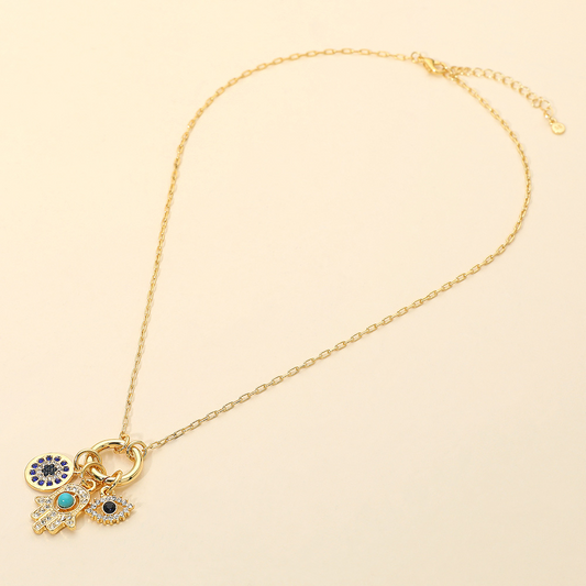 14K gold dipped charm necklace-Eloise