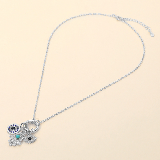 Sterling silver dipped charm necklace-Alisha
