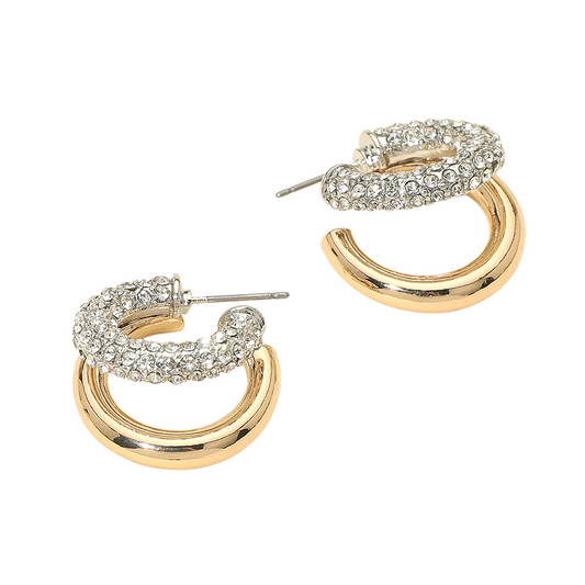 Crystal double hoop earrings-Millie
