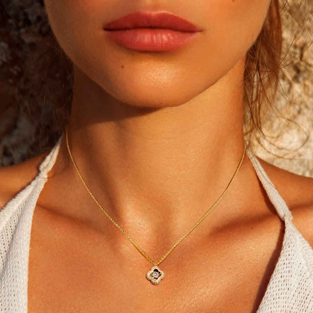 Quatrefoil crystal necklace- Kelsey