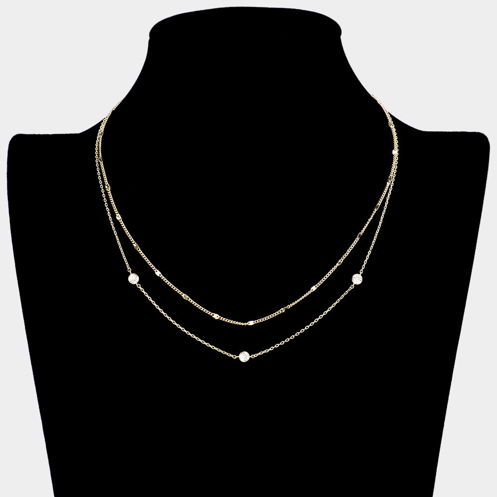 Triple Stone Double Layered Necklace-Matilde