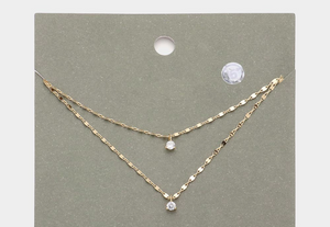 Round Stone Pendant Double Layered Necklace-Chiara