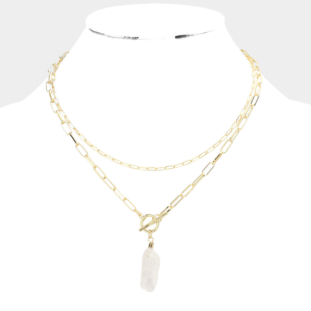 Semi precious crystal necklace-Linda