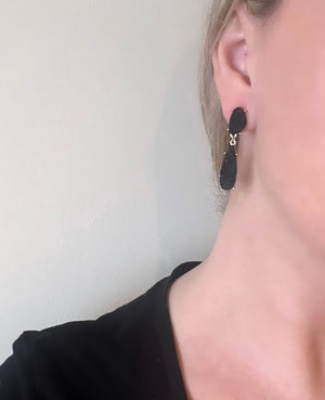 Black Evening earrings-Caitlin