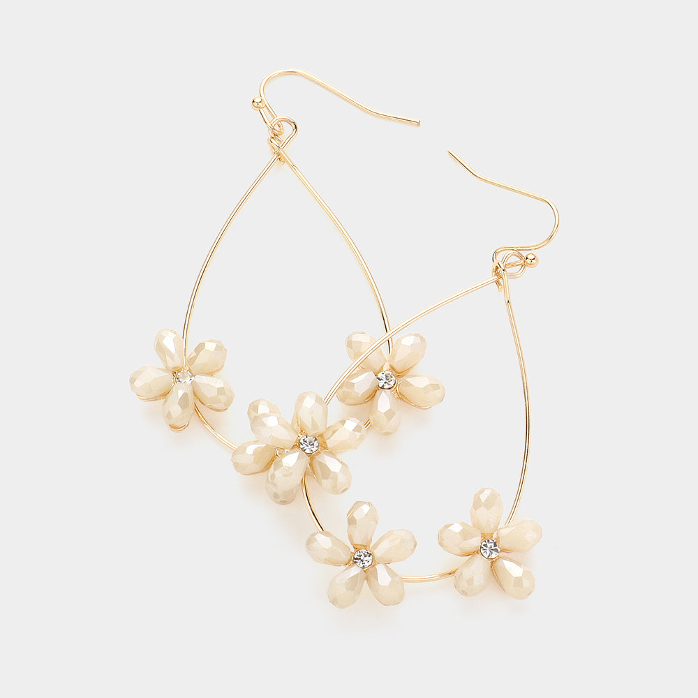 Ivory Floral Earrings-Dasha