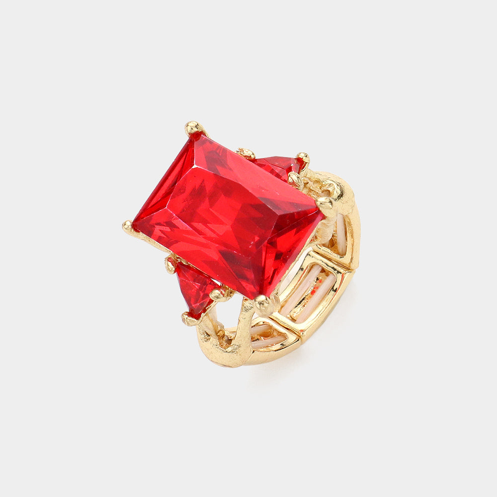 Red crystal cocktail ring